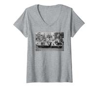 Mujer Alice Cooper & Keith Moon Of The Who muestran autos nuevos Camiseta Cuello V