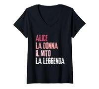 Mujer Alice La Donna Il Mito La Leggenda Festa di Compleanno Camiseta Cuello V