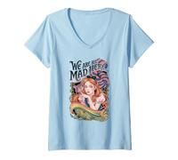 Mujer Alicia en el país de las maravillas Cheshire Lewis Carroll Ilustración Camiseta Cuello V