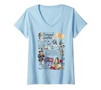 Mujer Alicia en el país de Las Maravillas Personajes Lewis Carroll Ilustración Camiseta Cuello V