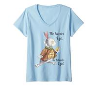 Mujer Alicia en el país de las maravillas White Rabbit Late The Hurrier I Go Camiseta Cuello V