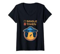 Mujer Alien Abduction Single VS Tomado Retro UFO Flying Saucer Juego de palabras Camiseta Cuello V