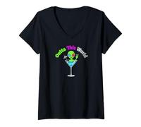Mujer Alien Area 51 Extraterrestrial Event UFO Margaritas Party Camiseta Cuello V