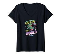 Mujer Alien Area 51 Extraterrestrial Event UFO Martini Party Camiseta Cuello V