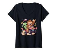 Mujer Alien Bigfoot No' Rules Just Vibes Funny Cryptid Camiseta Cuello V
