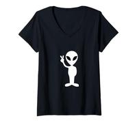 Mujer Alien Disclosre/OVNI o UAP Peace Sign Crop Circle Design Camiseta Cuello V