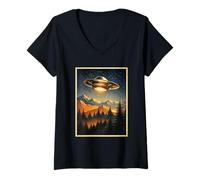 Mujer Alien Encuentro Misterio Cósmico Otro Mundo Clásico OVNI Camiseta Cuello V