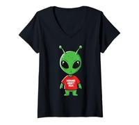 Mujer Alien Humans Arent Real Funny UFO Space Humor Hombres Mujeres Niños Camiseta Cuello V
