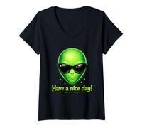 Mujer Alien - Que tengas un Buen día! Camiseta Cuello V