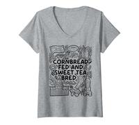 Mujer Alimentado con pan de maíz y té dulce criado - Southern Pride Camiseta Cuello V