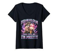 Mujer Aliméntame Helado y Dime Que Soy una Nutria Bonita Camiseta Cuello V