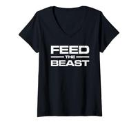 Mujer Alimentar A LA Bestia Ganancia DE Masa Edificio Muscular ENTREN Camiseta Cuello V
