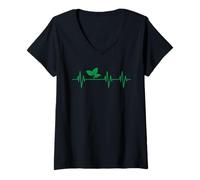 Mujer Alimento Vegano de nutrición a Base de Plantas Lifeline Heartbeat Camiseta Cuello V