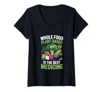 Mujer Alimentos integrales a base de plantas es el mejor dietista medicinal Camiseta Cuello V