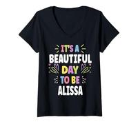 Mujer Alissa Personalized Name Beautiful Day Alissa Camiseta Cuello V