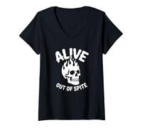 Mujer Alive out of Spite - Humor Oscuro gótico Camiseta Cuello V