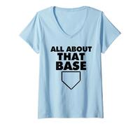 Mujer All About That Base Funny Baseball Home Plate Camiseta Cuello V