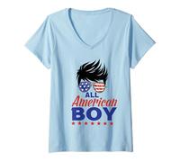 Mujer All American Boy 4th of July Boys Kids Sunglasses USA Flag Camiseta Cuello V