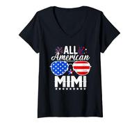 Mujer All American Mimi Funny 4 de Julio Familia a Juego Camiseta Cuello V