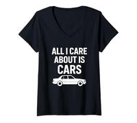 Mujer All I Care About Is Cars Funny Car Lover Cita Camiseta Cuello V