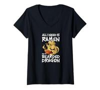 Mujer All I Need Is Ramen and My Bearded Dragon Dragones Barbudos Camiseta Cuello V