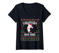 Mujer All I Want For Christmas Is My New Knee Surgery Christmas Sweater Camiseta Cuello V