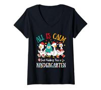 Mujer All Is Calm Just Kidding This Is Kindergarten Christmas Camiseta Cuello V