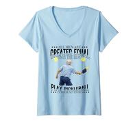Mujer All Men Are Created Equal Pickleball Setenta 70s Grandpa Camiseta Cuello V