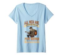 Mujer All Men Are Created Equal The Best Play Guitar Setenta 70s Camiseta Cuello V