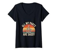 Mujer All My Pants Are Sassy Actitud audaz de Moda - Camiseta Cuello V