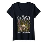 Mujer All Plants Are Edible Some Only Once Funny Men Women Camiseta Cuello V
