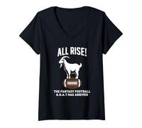 Mujer All Rise The Fantasy Football Goat ha Llegado Camiseta Cuello V