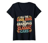 Mujer All The Cool Kids Have Grandpas with Classic Cars - Camiseta Cuello V