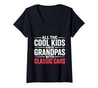 Mujer All The Cool Kids Have Grandpas with Classic Cars - Camiseta Cuello V