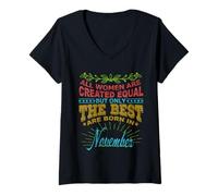 Mujer All Women Are Born In November Birthday Women Girl Camiseta Cuello V