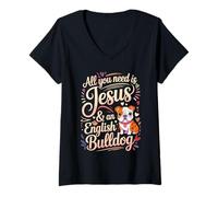 Mujer All You Need Is Jesus and An English Bulldog Camiseta Cuello V
