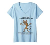 Mujer Alley Cat I Odio Cuando Estoy Hablando Conmigo Mismo Sarcástico Camiseta Cuello V