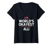 Mujer ALLI World'S Okayest ALLI Funny Personalized Custom ALLI Camiseta Cuello V