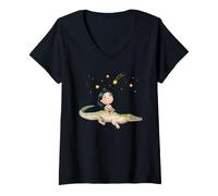 Mujer Alligator Kids Adventure, Bonito Libro de Cuentos de Reptiles, Arte pantanoso Camiseta Cuello V