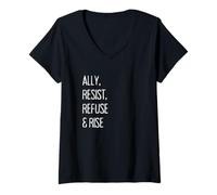 Mujer ALLY, Resist, Refuse & Rise Camiseta Cuello V