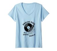 Mujer Alma analógica en un Mundo Digital Estética Camiseta Cuello V