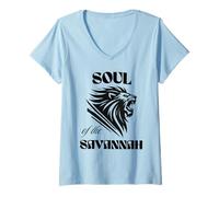 Mujer Alma de la Sabana (león) Camiseta Cuello V