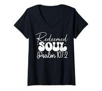 Mujer Alma Redimida Salmo 107:2 Cita Espiritual Moderna Camiseta Cuello V