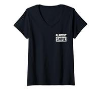 Mujer Almost Sane! Irónico Sarcástico Locura Cordura Diversión Camiseta Cuello V