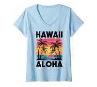 Mujer Aloha, Hawái, vacaciones en la isla de familiares y amigos Camiseta Cuello V