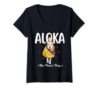 Mujer Aloka The Peace Dog - Walk for Peace Monks with Aloka Dog Camiseta Cuello V