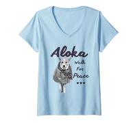 Mujer Aloka - Walk for Peace Monks with Aloka Dog Camiseta Cuello V
