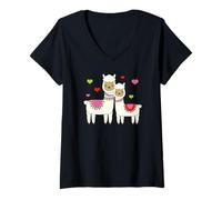 Mujer Alpaca Design For Girls Cute Little Sister and Big Sister Camiseta Cuello V