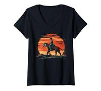 Mujer Alpaca tocando bajo cactus desierto música estilo punk Camiseta Cuello V
