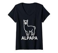 Mujer Alpapa Best Dad Father's Day Alpaca Camiseta Cuello V